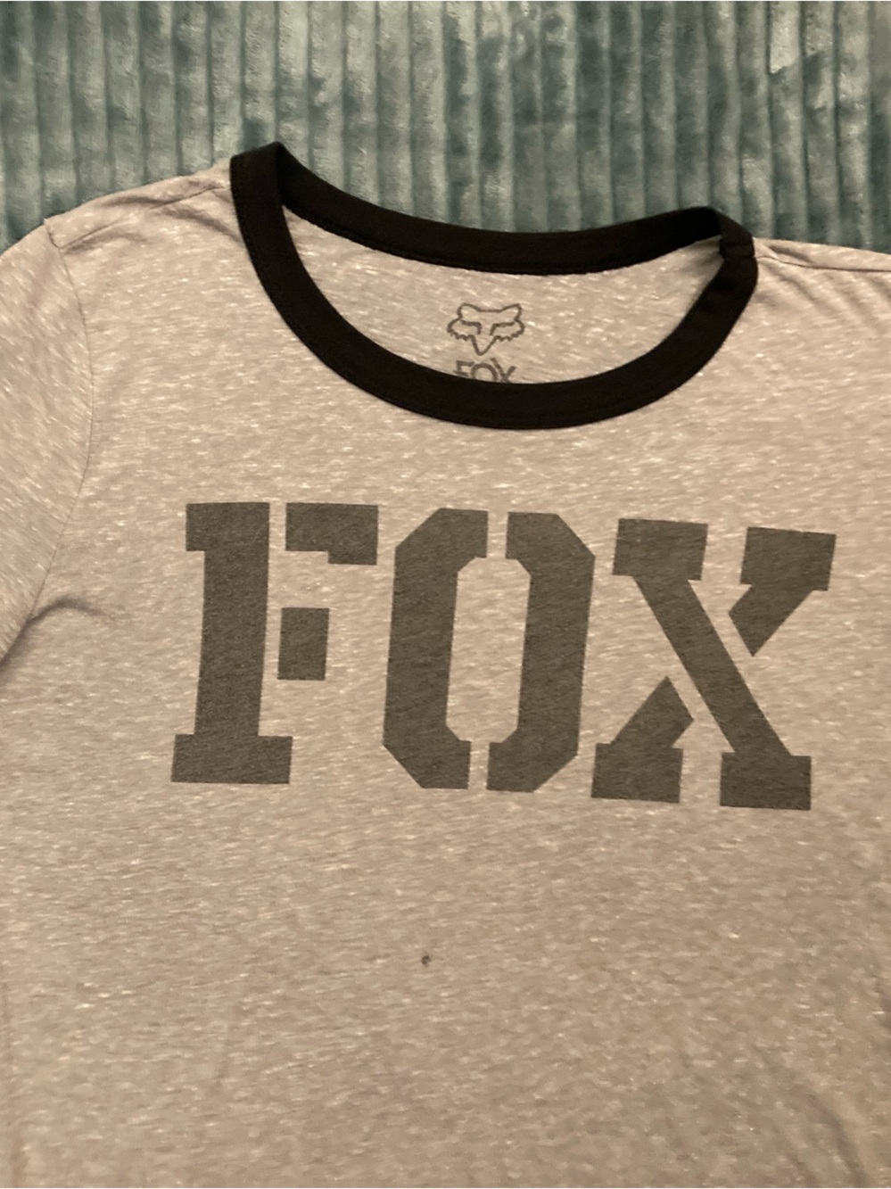 Fox Gray Heather Ringer Tee with Black Trim